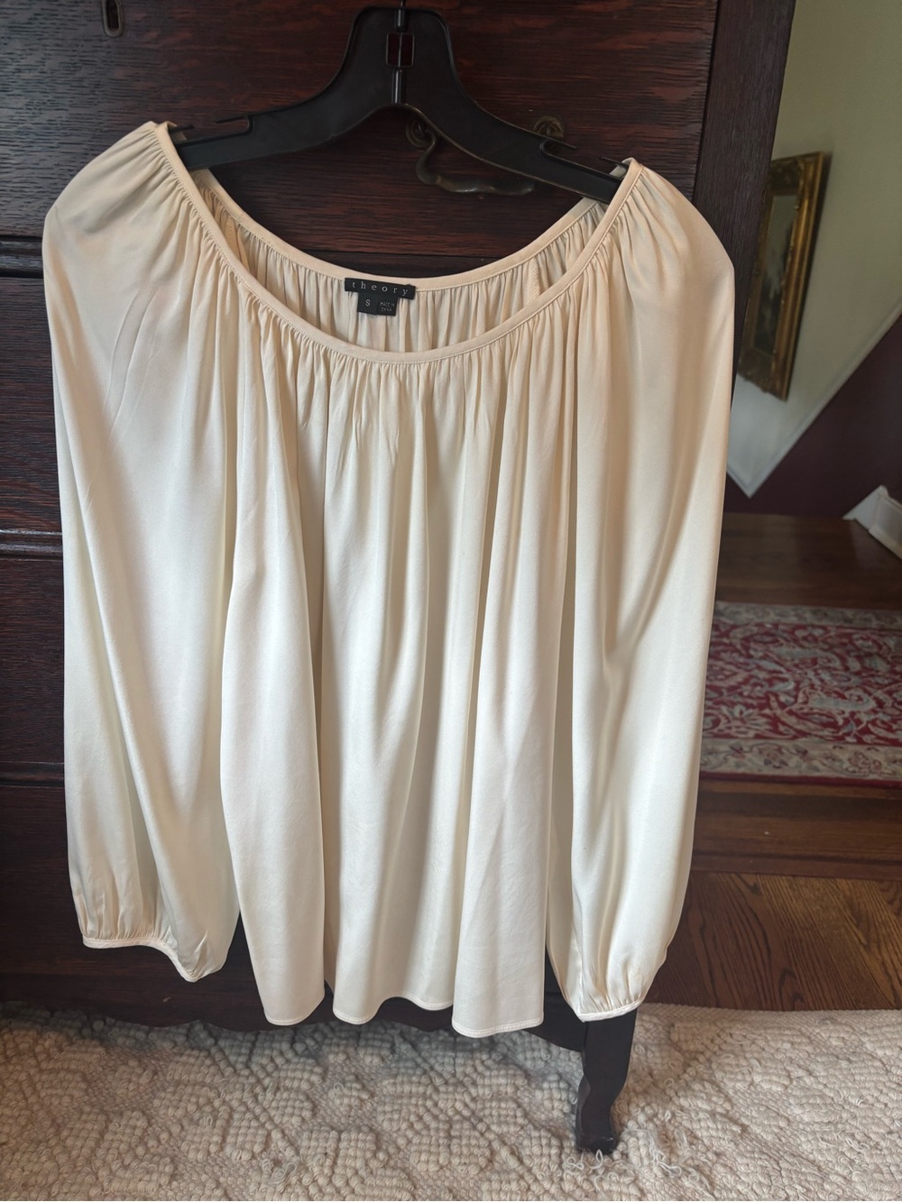 Theory - Ivory Peasant Blouse - Relaxed Long Sleeve Top